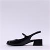 Wonders Bruma Low Heel Slingback - Black Patent
